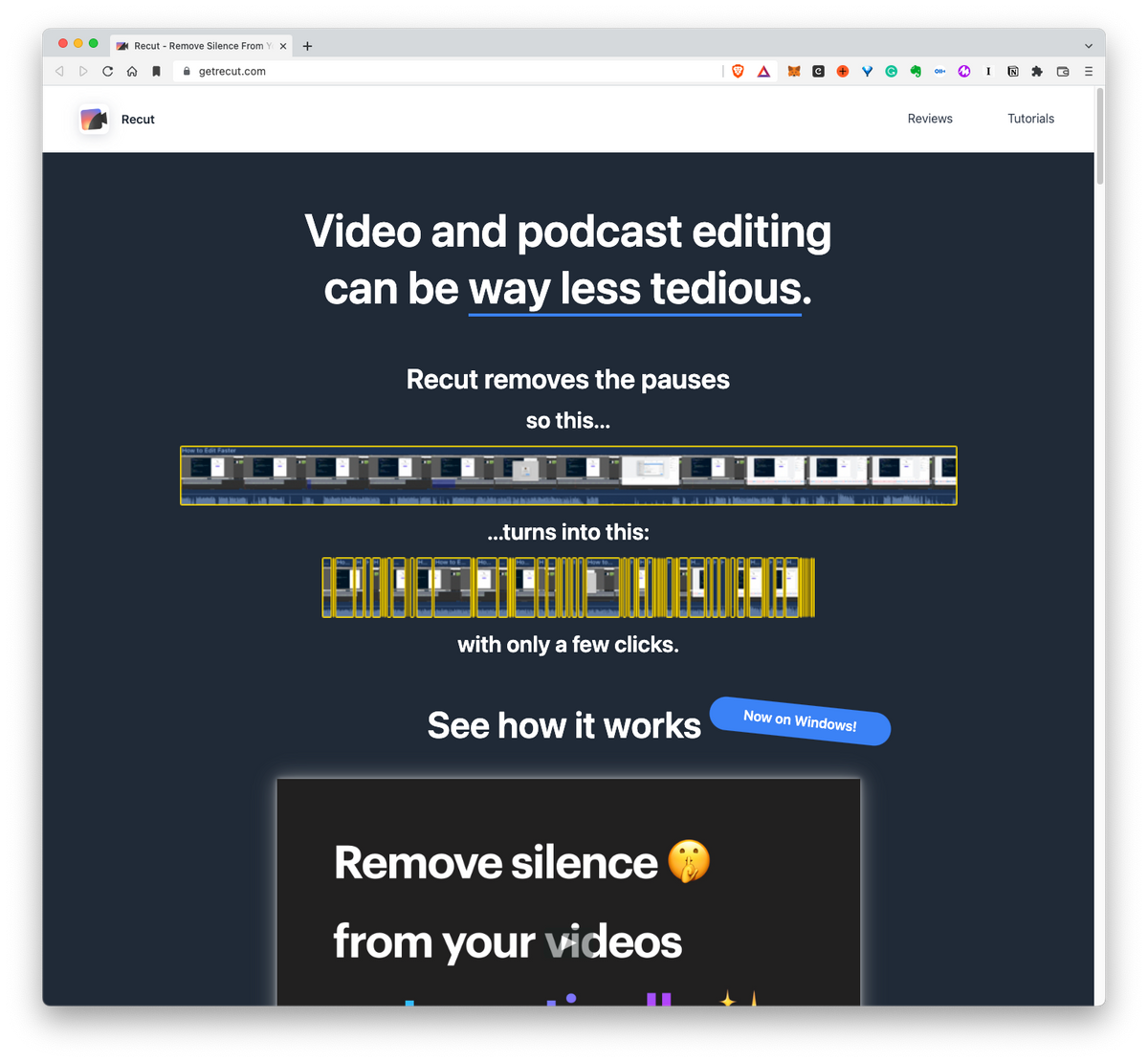 Recut: Remove silence from your videos automatically.