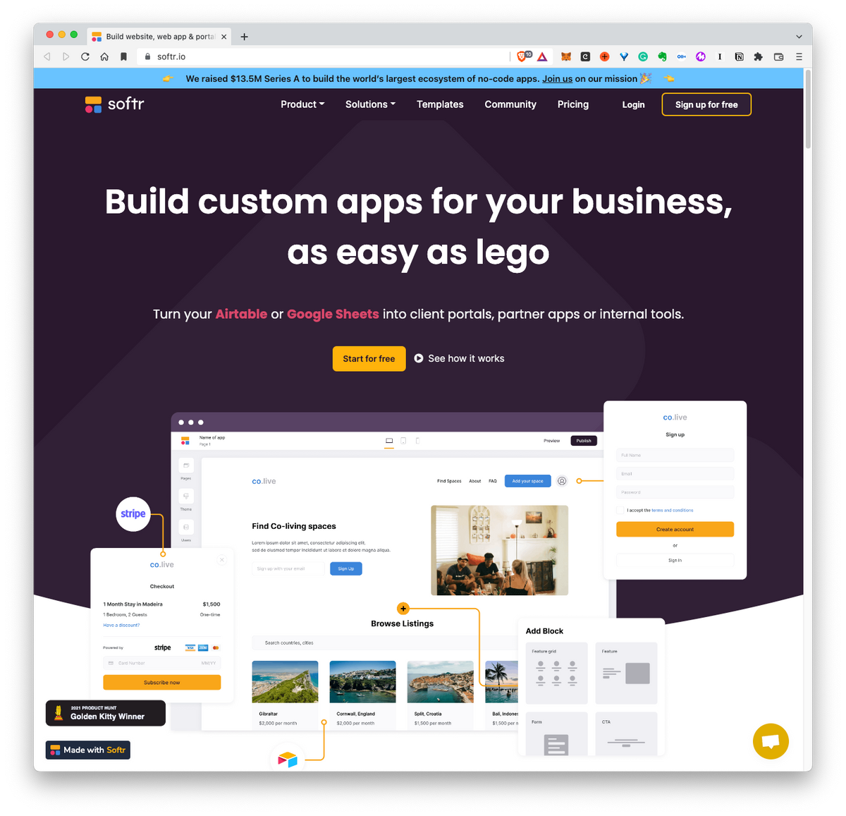 Softr: Build custom apps for your business, as easy as lego.