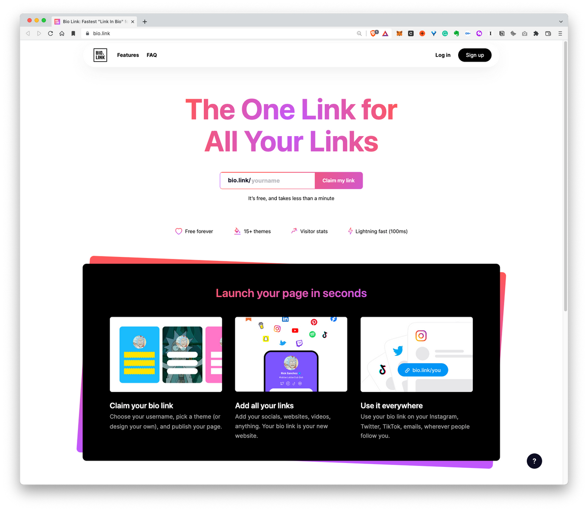 Bio.link: The One Link for All Your Links. It’s free, and takes less than a minute.